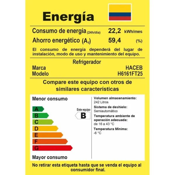 Nevera HACEB CC 250 Lts CE TI R2 - Imagen 6