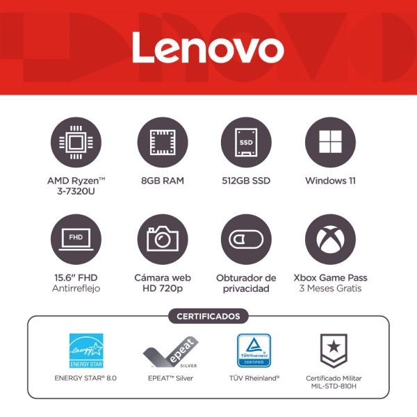 Portatil LENOVO IP1 15AMN7 512Gb 8Gb Azul - Imagen 7